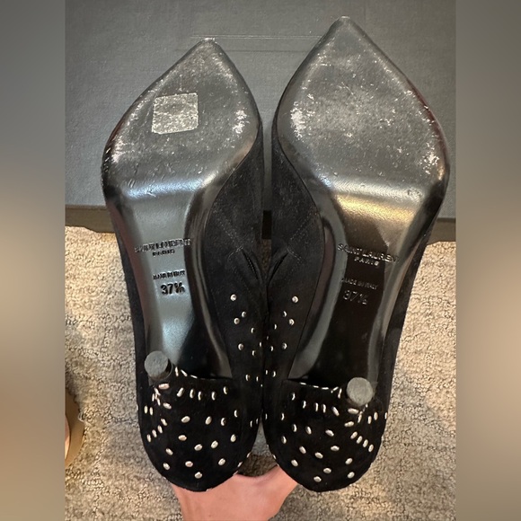 Saint Laurent Black Suede Ankle Boots with Silver Studs - Picture 5 of 5